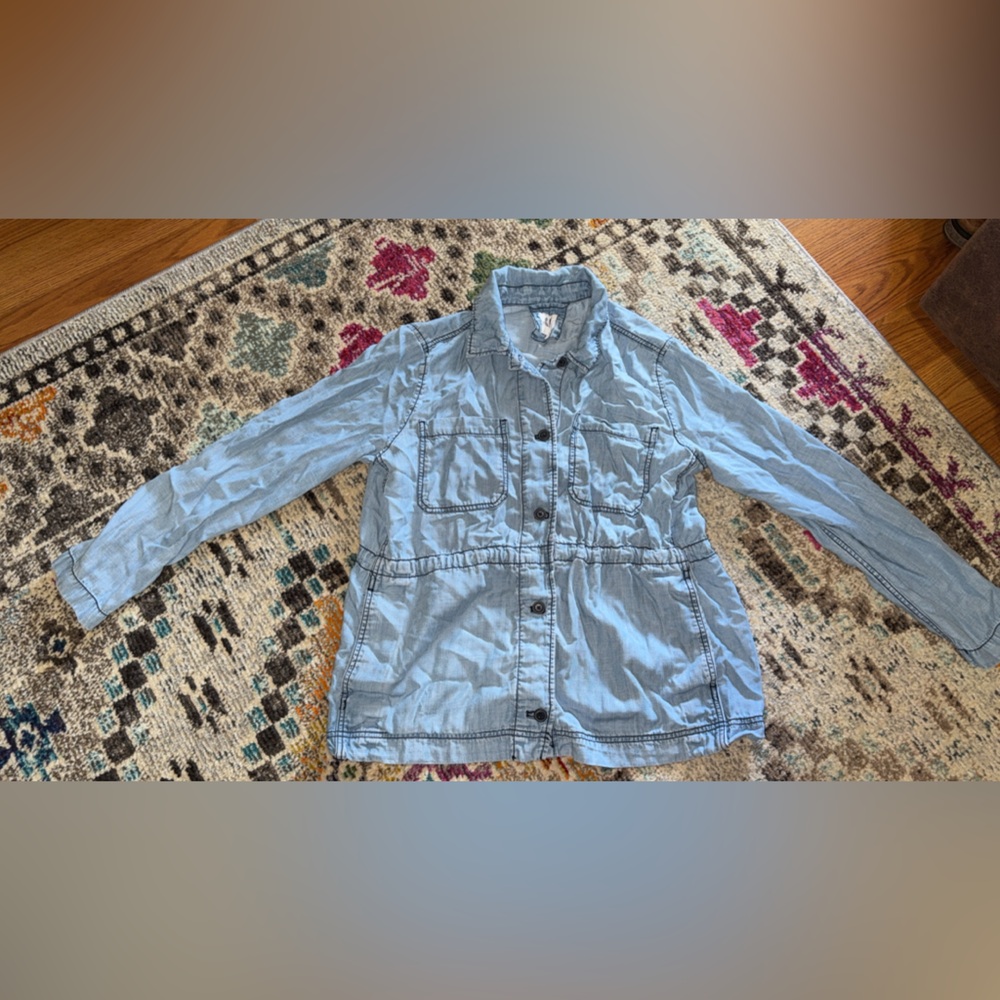 Light Blue Button-Front Utility Jacket GAP - Picture 2 of 5